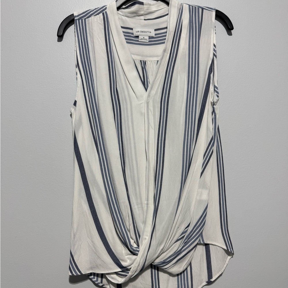 Liz Claiborne Blue and White Striped Blouse